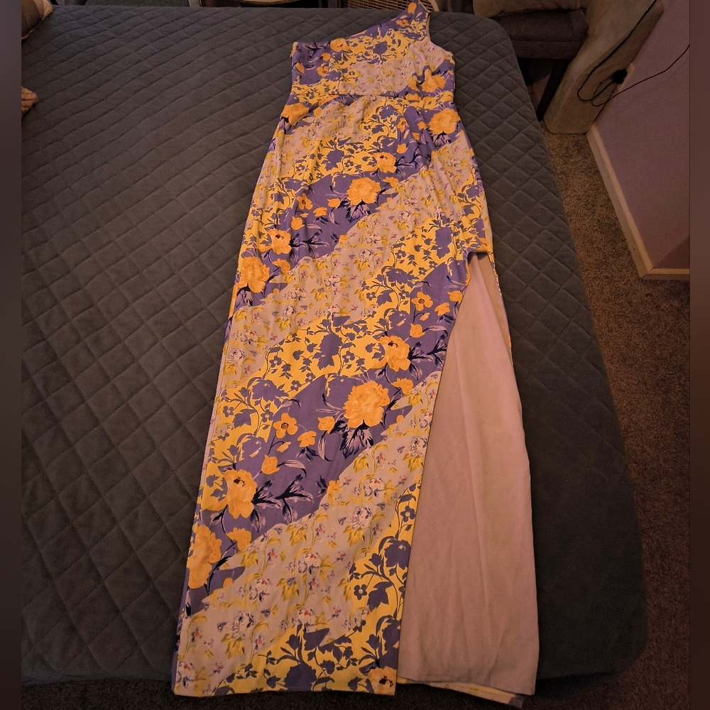 Floral Maxi Dress in Lilac and Yellow